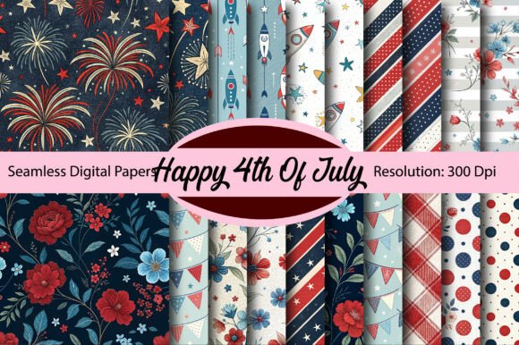 Celebrate with Happy 4th of July Seamless Digital Paper