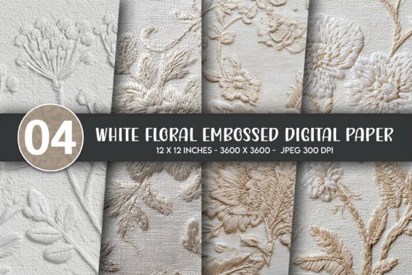 Elevating Design Projects with White Floral Embossed Digital Paper