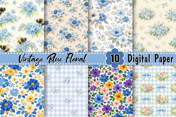 Elevating Digital Design: The Strategic Value of Vintage Blue Floral Digital Paper