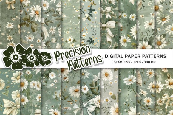 Elevating Visual Identity with the Bow Sage Daisy Floral Digital Pattern