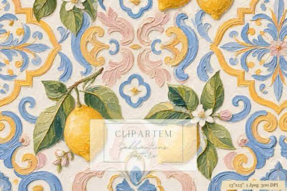 Embracing the Mediterranean Mood with Lemon Tile Damask Sublimation Pattern
