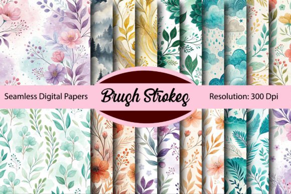 Evaluating Brush Strokes, Rainbow Colors Digital Paper for Creative Projects
