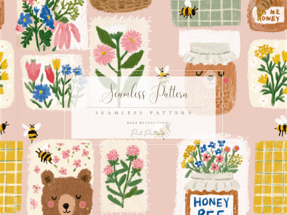 Evaluating the Seamless Honey Bee Cottage Patchwork Pattern PNG for Creative Projects