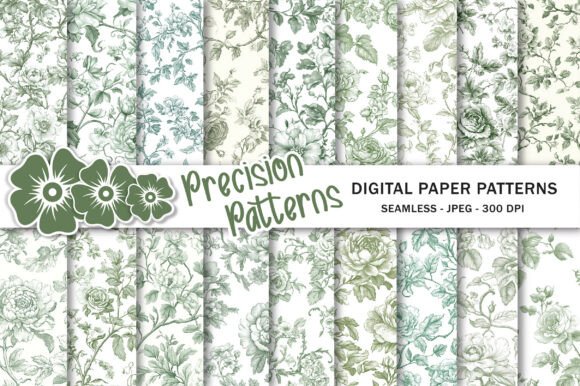 Green Toile De Jouy Seamless Pattern for Design