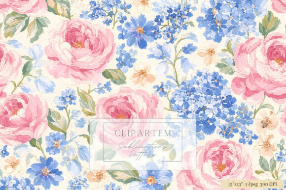 Pink Peony Blue Hydrangea Pattern Guide