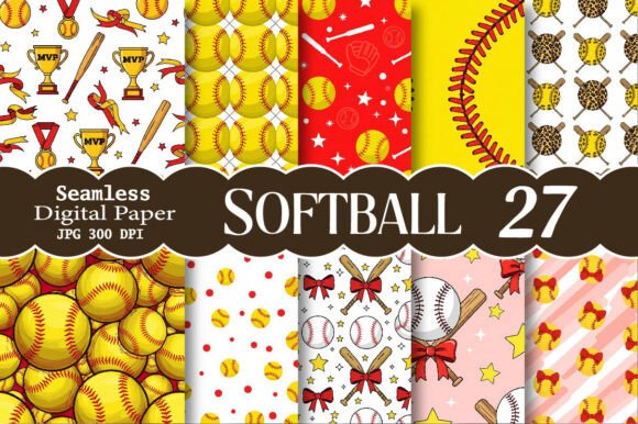 Seamless Softball Digital Paper Bundle for Creators