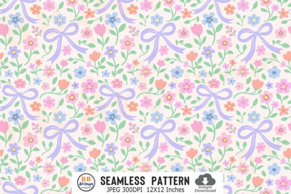 Spring Floral Pattern Flower Bow Paper: A Digital Design Essential