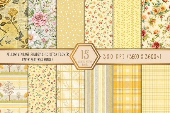 Strategic Applications of Yellow Vintage Shabby Chic Ditsy Flower Patterns in Modern Creative Business