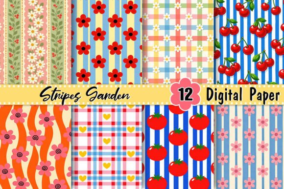 Stripes Garden Digital Paper Guide