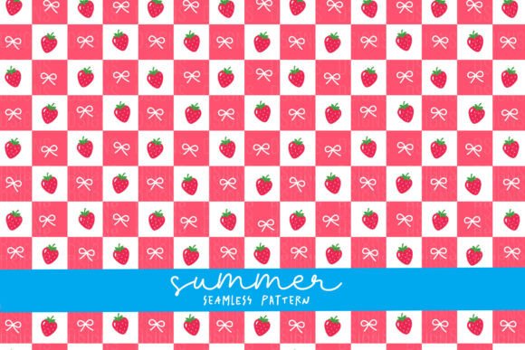 Summer Strawberry Plaid Seamless Pattern