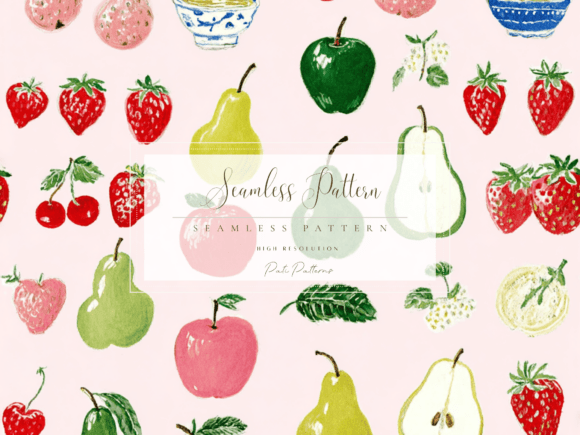 Unlock Creative Potential with a Seamless Fruit Pattern Featuring Apples, Pears, Strawberries, and Cherries