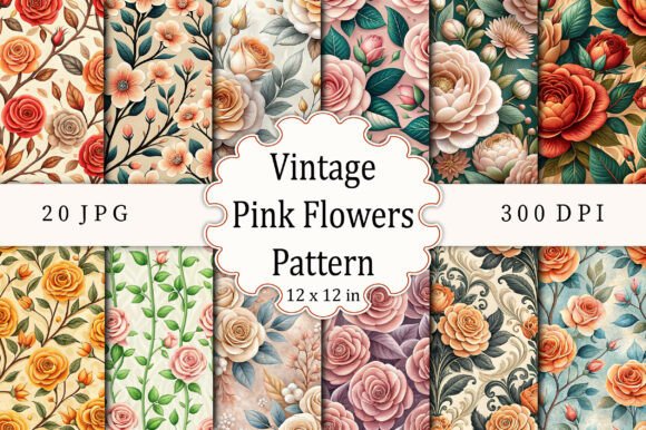 Unlocking Creative Potential with High-Resolution Vintage Pink Flowers Pattern Assets