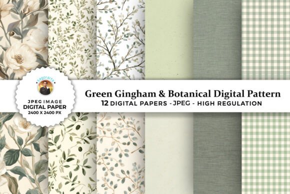 Unlocking Creativity with Green Gingham Botanical Digital Papers