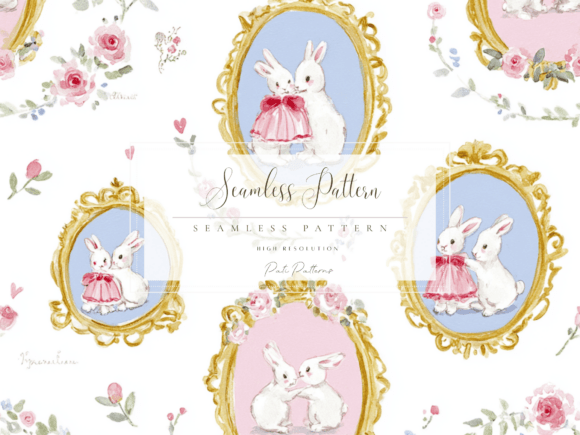 Vintage Bunny Seamless Pattern: A Cottagecore Delight
